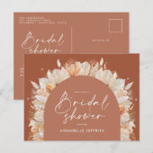 Terracotta pampas modern vrijgezellenfeest chic uitnodiging briefkaart (Voorkant / Achterkant)