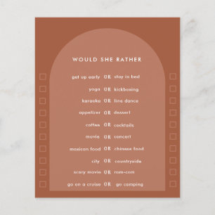 Terracotta pampas modern vrijgezellenfeest game