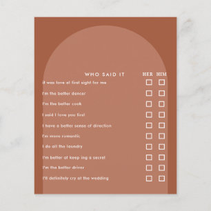 Terracotta pampas modern vrijgezellenfeest game