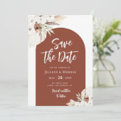 terracotta pampas sparen de datumuitnodiging kaart (Staand voorkant)