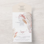 Terracotta Pampasgras Bruiloft All In One Uitnodiging (Binnen)
