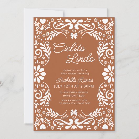 Terracotta Papel Picado Baby shower Kaart (Voorkant)