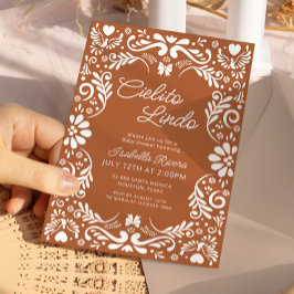 Terracotta Papel Picado Baby shower Kaart