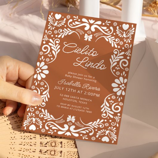 Terracotta Papel Picado Baby shower Kaart