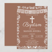 Terracotta Papel Picado Baptism Kaart (Voorkant / Achterkant)
