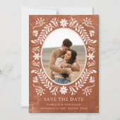 Terracotta Papel Picado Foto Bewaar de datum Magnetische Uitnodiging (Voorkant)