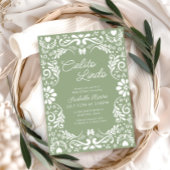 Terracotta Papel Picado Mexicaans Groen Baby showe Kaart