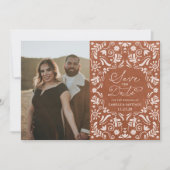 Terracotta Papel Picado Photo Save the Date (Voorkant)