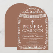 Terracotta Papel Picado Primera Comunión Arch Kaart (Voorkant / Achterkant)