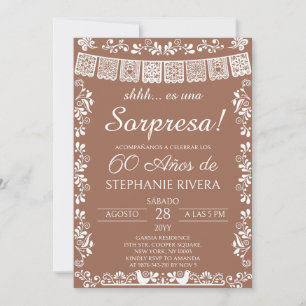 Terracotta Papel Picado Verrassing 60e Verjaardag Kaart