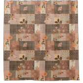 Terracotta Patchwork Dekbed Rustieke Bloemen Retro Douchegordijn (Voorkant)