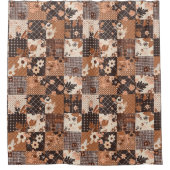 Terracotta Patchwork Dekbed Rustieke Bloemen Retro Douchegordijn (Voorkant)
