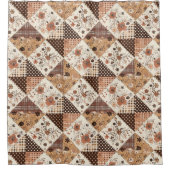 Terracotta Patchwork Dekbed Rustieke Bloemen Retro Douchegordijn (Voorkant)