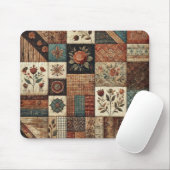 Terracotta Patchwork Dekbed Rustieke Bloemige Bure Muismat (Met muis)