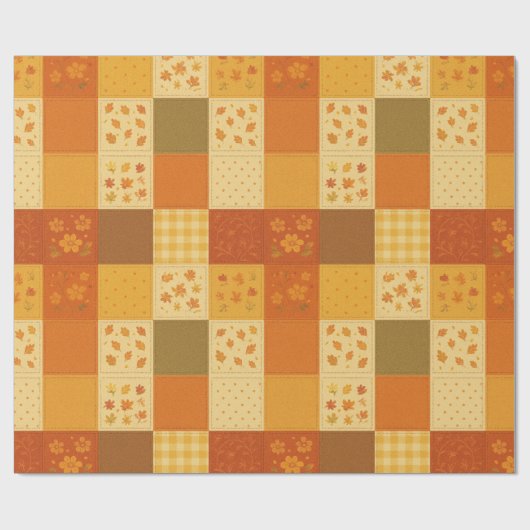 Terracotta Patchwork Dekbed Rustieke Boerderij Blo Cadeaupapier (Vlak)