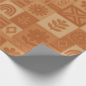 Terracotta Patchwork Dekbed Rustieke Boerderij Blo Cadeaupapier (Hoek)