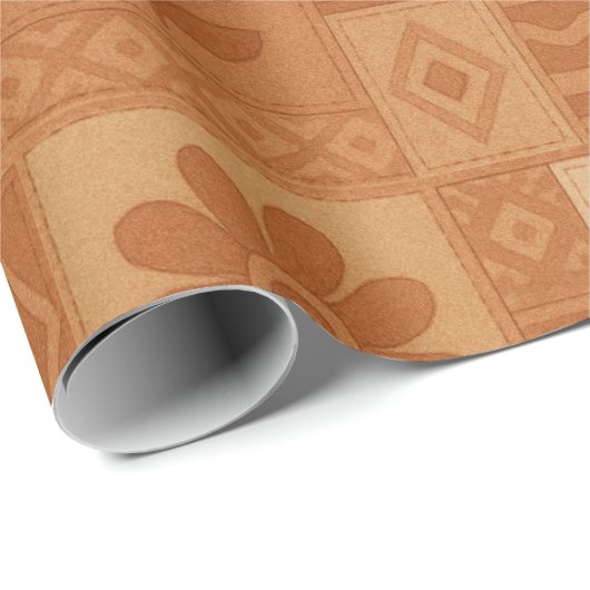 Terracotta Patchwork Dekbed Rustieke Boerderij Blo Cadeaupapier (Rol Hoek)