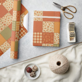 Terracotta Patchwork Dekbed Rustieke Boerderij Blo Cadeaupapier