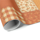 Terracotta Patchwork Dekbed Rustieke Boerderij Blo Cadeaupapier (Rol Hoek)