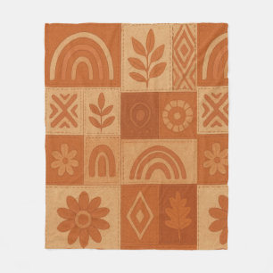 Terracotta Patchwork Dekbed Rustieke Boerderij Blo Fleece Deken