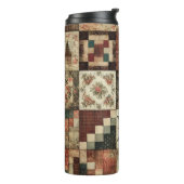 Terracotta Patchwork Dekbed Rustieke Boho Bloem Thermosbeker (Gedraaid links)