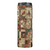 Terracotta Patchwork Dekbed Rustieke Boho Bloem Thermosbeker (Achterkant)