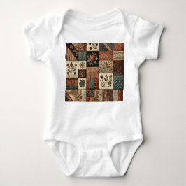 Terracotta Patchwork Landelijk Retro Bloemendesign Romper