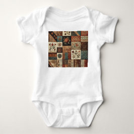 Terracotta Patchwork Landelijke Retro Bloemendesig Romper