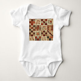 Terracotta Patchwork Landelijke Retro Bloemendesig Romper