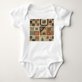Terracotta Patchwork Landelijke Retro Bloemendesig Romper