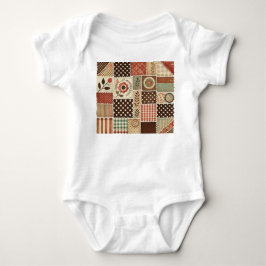 Terracotta Patchwork Landelijke Retro Bloemendesig Romper