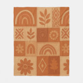 Terracotta Patchwork Quilt Rustic Farmhouse Floral Fleece Deken (Voorkant)