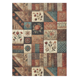 Terracotta Patchwork Quilt Rustieke  Bloemen Tafelkleed