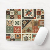 Terracotta Patchwork Quilt Rustieke Bloemenbureau Muismat (Met muis)