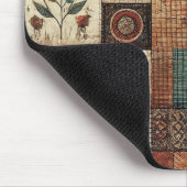 Terracotta Patchwork Quilt Rustieke Bloemenbureau Muismat (Hoek)