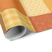 Terracotta Patchwork Quilt Rustieke Boerderij Bloe Cadeaupapier (Rol Hoek)