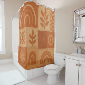 Terracotta Patchwork Quilt Rustieke Boerderij Bloe Douchegordijn (In situ)