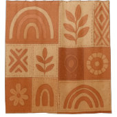 Terracotta Patchwork Quilt Rustieke Boerderij Bloe Douchegordijn (Voorkant)