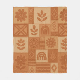 Terracotta Patchwork Quilt Rustieke Boerderij Bloe Fleece Deken