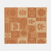 Terracotta Patchwork Quilt Rustieke Boerderij Bloe Fleece Deken (Voorkant (Horizontaal))