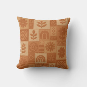 Terracotta Patchwork Quilt Rustieke Boerderij Bloe Kussen