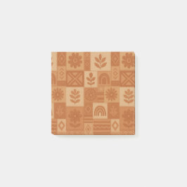 Terracotta Patchwork Quilt Rustieke Boerderij Bloe Post-it® Notes