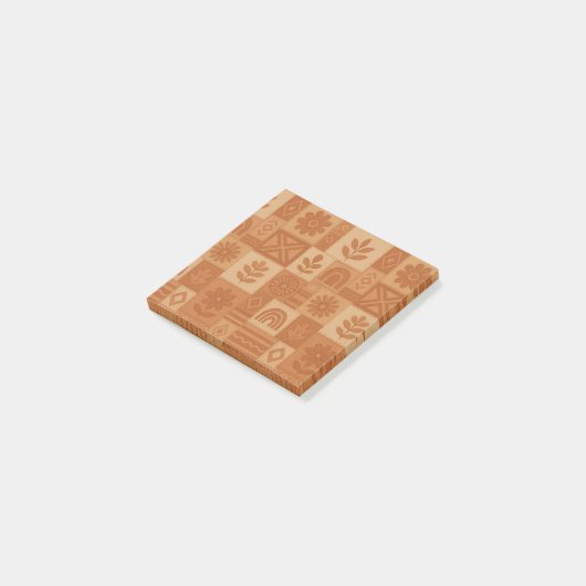 Terracotta Patchwork Quilt Rustieke Boerderij Bloe Post-it® Notes (Schuin)