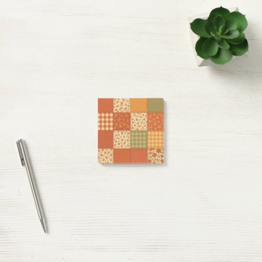 Terracotta Patchwork Quilt Rustieke Boerderij Bloe Post-it® Notes (Kantoor)