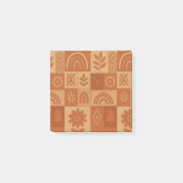 Terracotta Patchwork Quilt Rustieke Boerderij Bloe Post-it® Notes