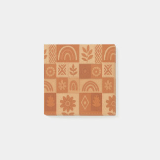 Terracotta Patchwork Quilt Rustieke Boerderij Bloe Post-it® Notes