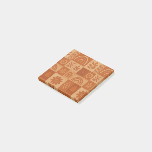 Terracotta Patchwork Quilt Rustieke Boerderij Bloe Post-it® Notes (Schuin)