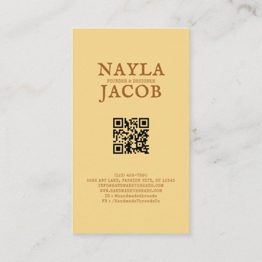 Terracotta Patchwork Quilt Rustieke Boerderij Bloe Visitekaartje (Achterkant)