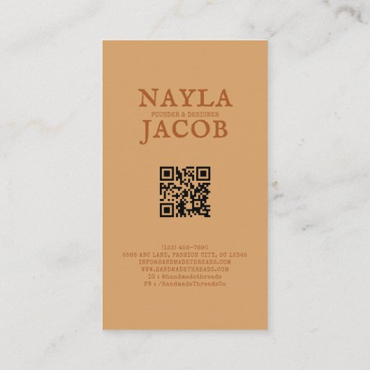 Terracotta Patchwork Quilt Rustieke Boerderij Bloe Visitekaartje (Achterkant)