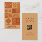 Terracotta Patchwork Quilt Rustieke Boerderij Bloe Visitekaartje (Voorkant / Achterkant)